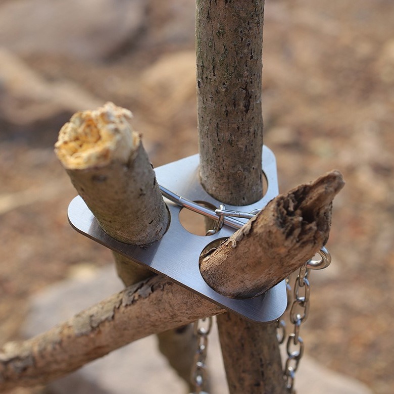 Camping Hiking Cooking - Stainless Steel Camping Tripod Portable Detachable