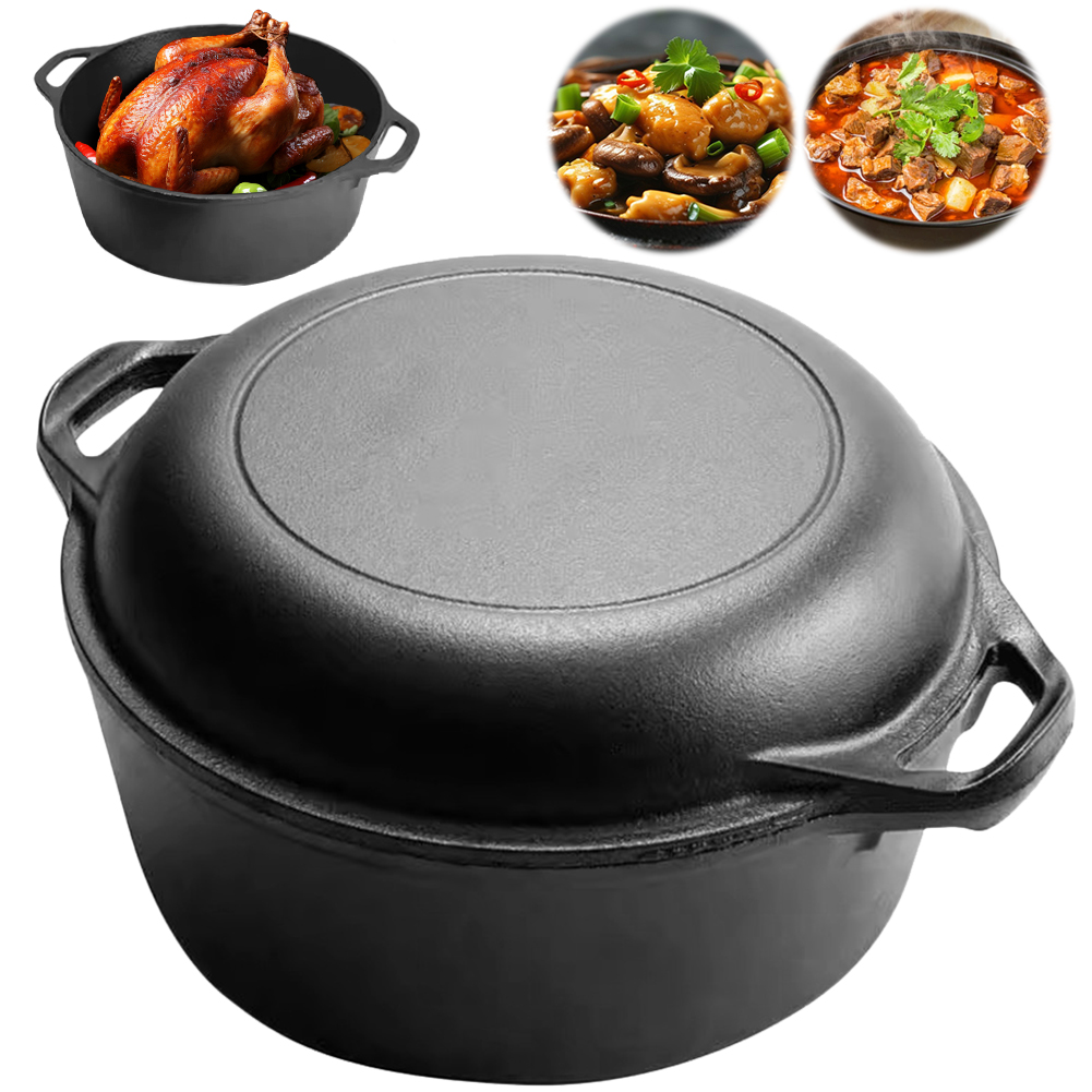 2 in 1 Cast Iron Dutch Oven Po - Camp Dutch Oven Cast 评论和价格