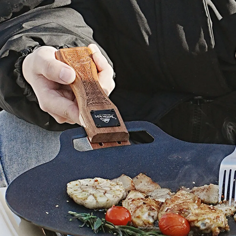 Outdoor Natural Wood Grill Pan - Camping Hiking Cooking 评论和价格